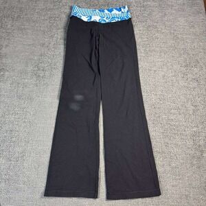 Lululemon Groove Flare Yoga Pants Womens 6 Black Blue Crossover Waistband